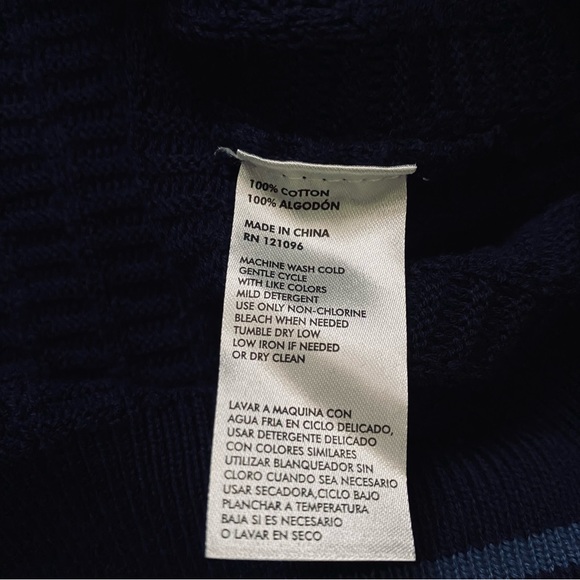 NEW ENGLISH LAUNDRY SWEATER Block Ribbed Navy Blue Collar Cuff Accents SIZE XL - Picture 5 of 10